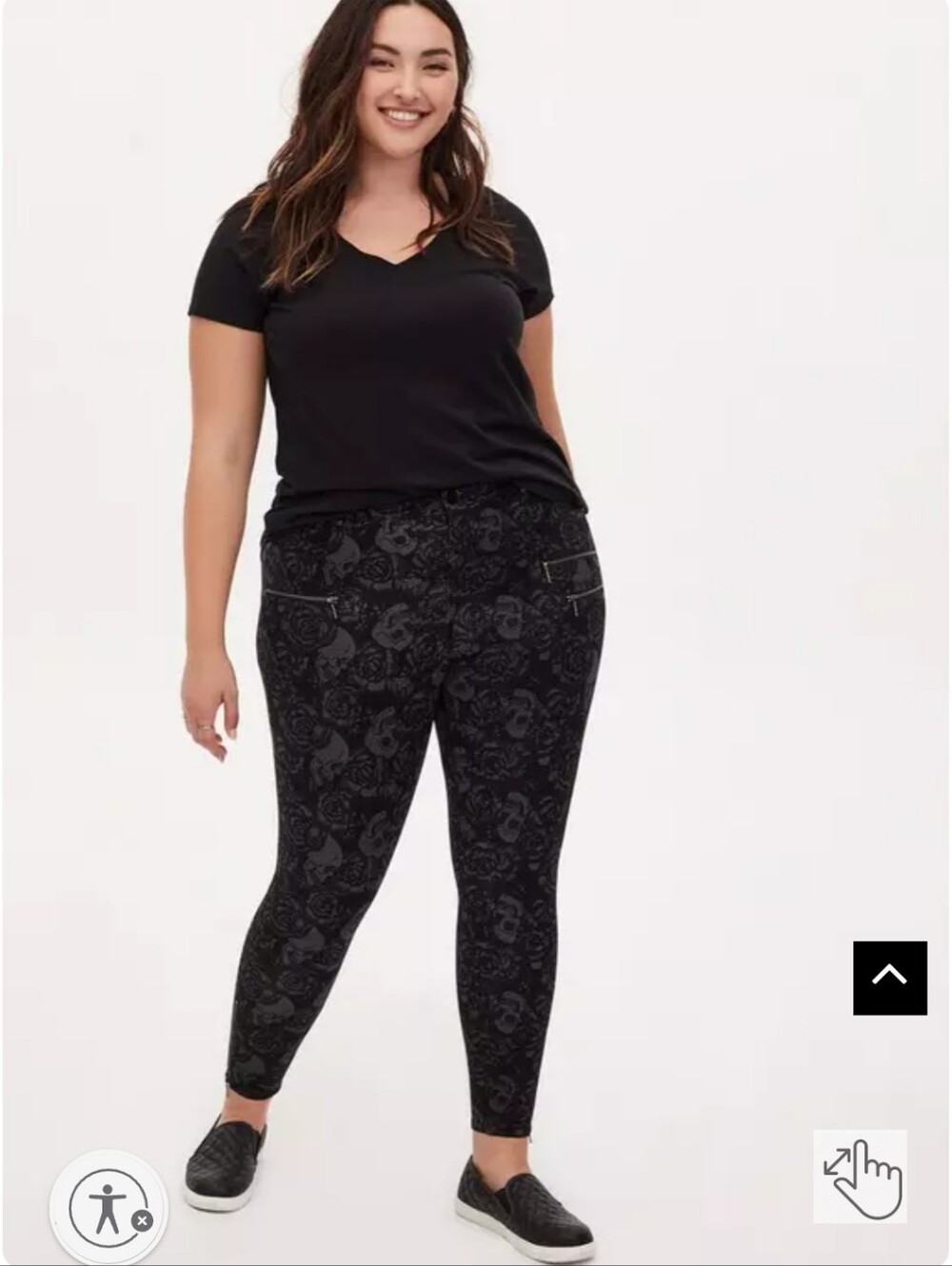 TORRID SKINNY STUDIO LUXE SKULL Plus-Size Black Floral Ponte Pants Leggings Goth